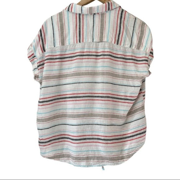 Weatherproof Vintage Linen striped tie front blouse size M New With Tags - Picture 5 of 11